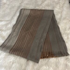 Shupaca Alpaca Scarf Gray Brown Stripes 76x11.5 Soft Warm